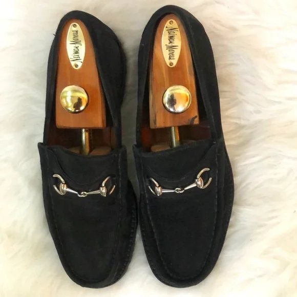 Gucci Authentic Black Suede Horse-bit Loafers, Size 10